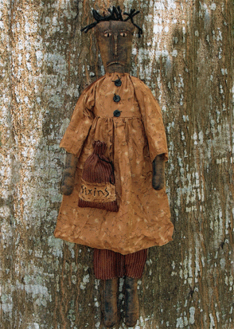 Grungy Primitive Rag Stuffed Black Rabbit Door Doll E Pattern