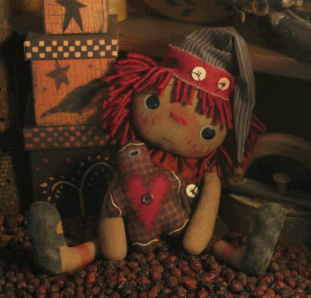 Primitive Raggedy Ann Liberty & Belle 21" doll w/10" bear PAPER PATTERN #131 